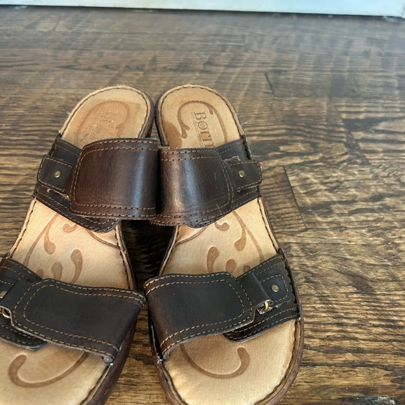 Born Tinari Women's Black Leather Buckle Two-Strap Heeled Sandal Size 8 M - Picture 8 of 11